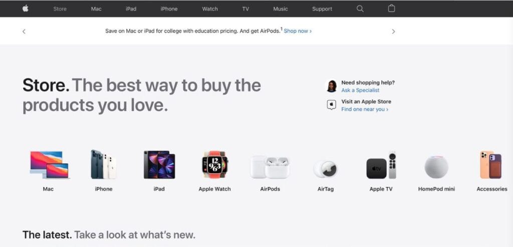 Apple website design